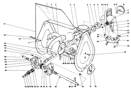Auger Assembly Diagram and Parts List for 38056C 9000001 - 9999999 Toro Snow Blower