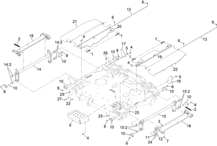 Deck Fold Assembly Diagram and Parts List for 74090 410000000 - 412999999 Toro Lawn Tractor