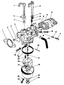 Carburetor Assembly (Engine Model No. Vml0-2) Diagram and Parts List for 26621B 1000001 - 1999999 Toro Lawn Mower