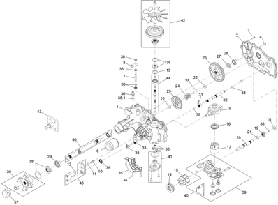 Rh Transaxle Assembly Diagram and Parts List for 74141 (313000001-313999999)(2013) Toro Lawn Mower