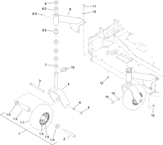 Caster Assembly Diagram and Parts List for 39634 (311000001-311999999)(2011) Toro Lawn Mower