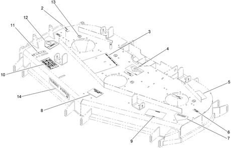 Deck Decal Assembly Diagram and Parts List for 74268 (270000301-270999999)(2007) Toro Lawn Mower