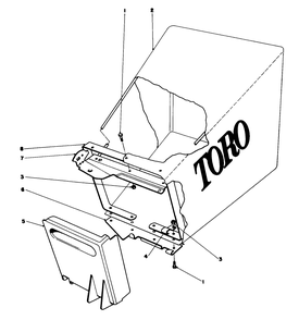 Grass Bag Assembly Diagram and Parts List for 23333 8000001 - 8999999 Toro Lawn Mower