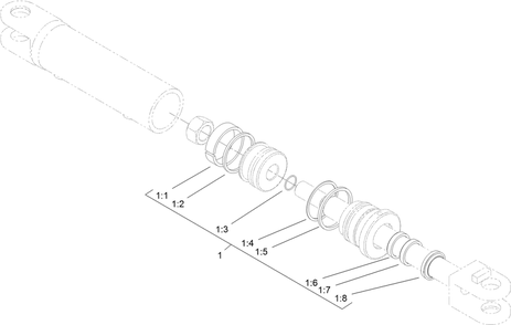 Hydraulic Cylinder Assembly No. 121-4470 Diagram and Parts List for 22521 317000001 - 317999999 Toro Lawn Tractor Accessories