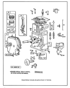 Engine Briggs & Stratton Model 190406 Type 3104-01 Diagram and Parts List for 38570 0000001 - 0999999 Toro Snow Blower