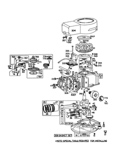 Engine Briggs & Stratton Model 92908-1842-01 For 21" Self-Propelled Model 16287 Diagram and Parts List for 16155 8000001 - 8999999 Toro Lawn Mower