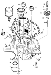 12hp Engine Oil Base & Pump Assembly Diagram and Parts List for 32-10BE02 1000001 - 1999999 Toro Lawn Tractor