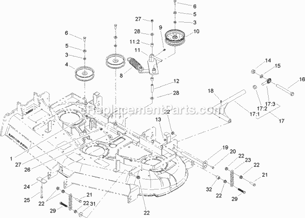 Idler Pulley, Lift Strut And Chain Assembly Diagram and Parts List for 74166 240000001-240999999 Toro Lawn Mower