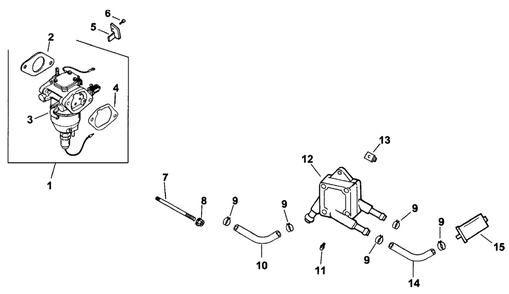Fuel System Assembly 2 Diagram and Parts List for 74171 (990001-999999)(1999) Toro Lawn Mower