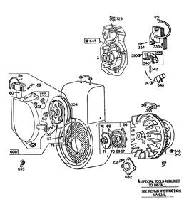 Engine Briggs & Stratton Model No. 252412 Type No. 0191-01 (11 H. P. Snowthrower Model 38090) Diagram and Parts List for 38090 3000001 - 3999999 Toro Snow Blower