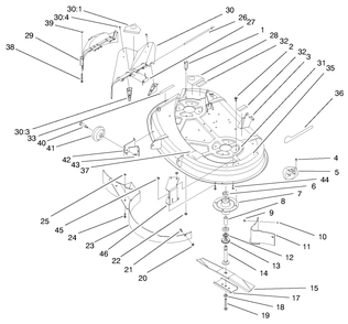 Deck Assembly (38" Cutting Unit) Diagram and Parts List for 71217 7900001 - 7999999 Toro Lawn Tractor