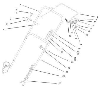 Handle Assembly Diagram and Parts List for 20444 5900001 - 5999999 Toro Lawn Mower