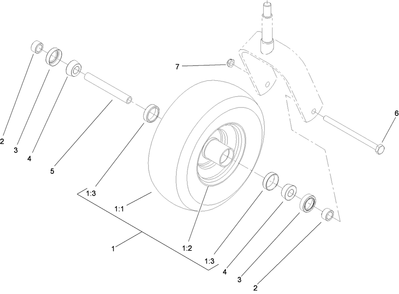 Caster Wheel Assembly Diagram and Parts List for 74448 (280000001-280999999)(2008) Toro Lawn Mower