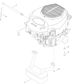 Engine And Muffler Assembly Diagram and Parts List for 75747W 412090000 - 999999999 Toro Lawn Tractor