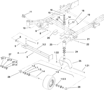 Caster Wheel And Z Stand Assembly Diagram and Parts List for 74269CP (280000001-280999999)(2008) Toro Lawn Mower