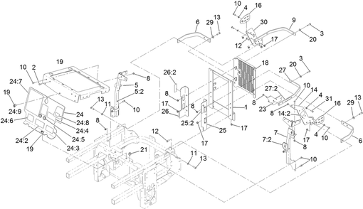 Engine Housing Assembly Diagram and Parts List for 74274 400000000-402089999 Toro Lawn Mower