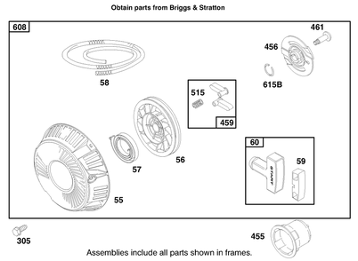 Engine Briggs & Stratton Model 303776-1188-A1 Diagram and Parts List for 30182 990001 - 999999 Toro Lawn Tractor Accessories