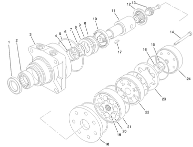 Hydraulic Motor Assembly No. 98-4704 Diagram and Parts List for 22302 990001 - 999999 Toro Lawn Tractor Accessories