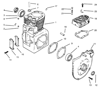 Crankcase And Cylinder Head Diagram and Parts List for 73402 6900001 - 6999999 Toro Lawn Tractor