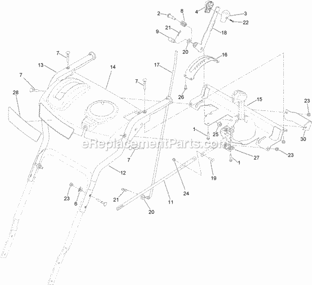 Handle Assembly Diagram and Parts List for 38813 316000001-316999999 Toro Snow Blower