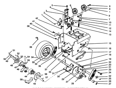 Traction Drive Assembly Diagram and Parts List for 38590 6900001 - 6999999 Toro Snow Blower