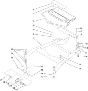 Carrier Frame Assembly Diagram and Parts List for 39488 (312000001-312999999)(2012) Toro Lawn Mower
