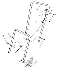 Handle Assembly Diagram and Parts List for 22025 0000001 - 0999999 Toro Lawn Mower