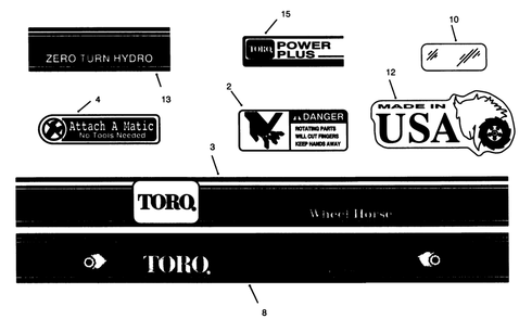 Decals (Continued) Diagram and Parts List for Y1-20OE03 2000001 - 2999999 Toro Lawn Tractor