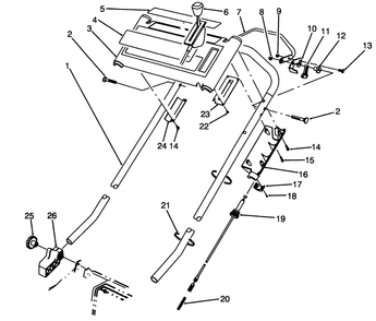 S.P. Handle Assembly Diagram and Parts List for 20907B 4900001 - 4999999 Toro Lawn Mower