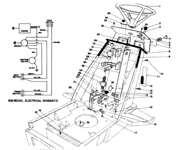 Steering Wheel & Dash Assembly Diagram and Parts List for 57305 8000001 - 8999999 Toro Lawn Tractor