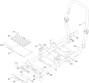 Frame Assembly Diagram and Parts List for 76601 409103364 - 410399999 Toro Lawn Tractor