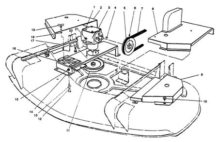 Deck Drive Assembly Diagram and Parts List for 30544 590001 - 599999 Toro Lawn Mower