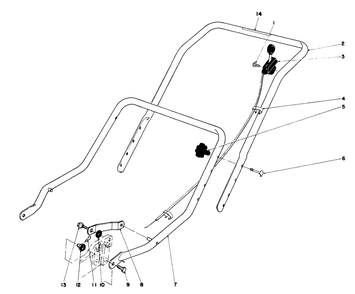 Handle Assembly Diagram and Parts List for 16711 7000001 - 7999999 Toro Lawn Mower