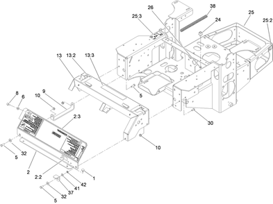 Main Frame Assembly Diagram and Parts List for 74450TE (310000001-310999999)(2010) Toro Lawn Mower