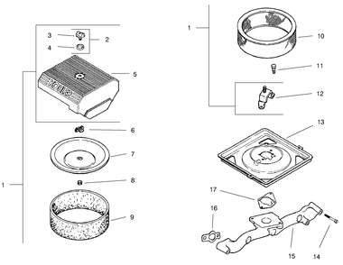 Air Intake Diagram and Parts List for 74182 (891200-891564)(1998) Toro Lawn Tractor