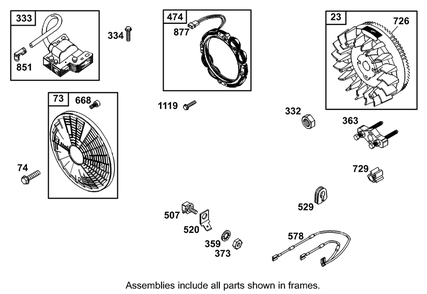 Alternator Assembly  Briggs And Stratton 303447-1319-E1 Diagram and Parts List for 12004 230000001 - 230999999 Toro Lawn Tractor
