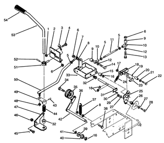 Clutch, Brake & Speed Control Linkage Diagram and Parts List for 73520 4900001 - 4999999 Toro Lawn Tractor