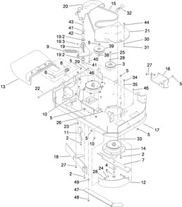 Deck Assembly Diagram and Parts List for 74534TE (310000001-310999999)(2010) Toro Lawn Mower