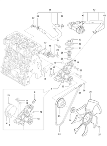 Cooling Water System Assembly Diagram and Parts List for 74072 403226744-404399999 Toro Lawn Mower