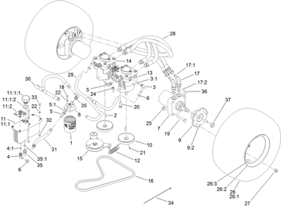 Traction Drive Assembly Diagram and Parts List for 79534 (316000001-316999999)(2016) Toro Lawn Mower