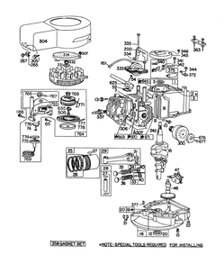 Engine Briggs & Stratton Model No. 92908-1879-01 Diagram and Parts List for 20698 8000001 - 8999999 Toro Lawn Mower