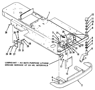 Frame And Front Wheel Fork Diagram and Parts List for Y1-16OE02  Toro Lawn Tractor