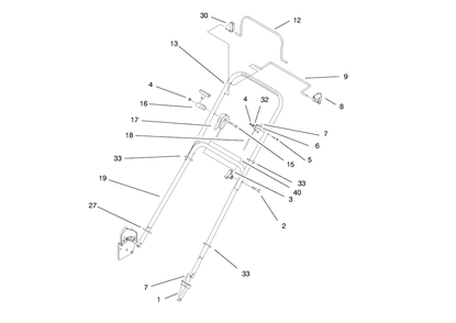 Handle Assembly Diagram and Parts List for 20714 7900001 - 7999999 Toro Lawn Mower