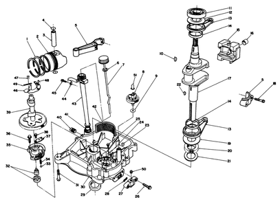 Crankcase Assembly Diagram and Parts List for 30112 0000001 - 0999999 Toro Lawn Tractor Accessories