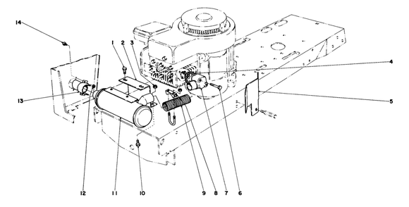 Exhaust System Diagram and Parts List for 57043 1000001 - 1999999 Toro Lawn Tractor