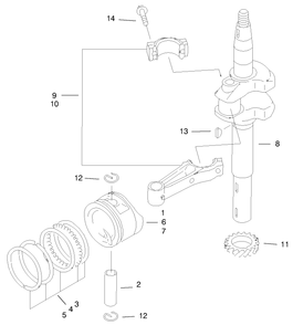 Piston & Crankshaft Assembly Diagram and Parts List for 20044 99000001 - 99999999 Toro Lawn Mower