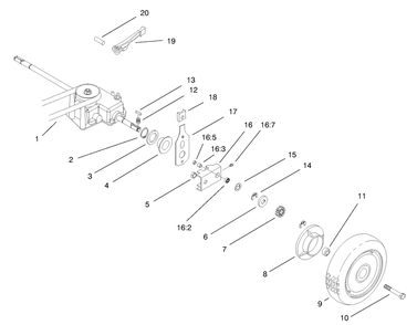 Gear Case & Rear Wheel Assembly Diagram and Parts List for 22162 8900001 - 8999999 Toro Lawn Mower