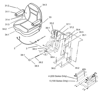 Seat Assembly 1 Diagram and Parts List for 74214 (230006001-230999999)(2003) Toro Lawn Mower