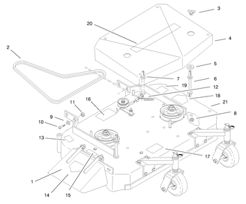 Deck, Cover And Deck Drive Belts Diagram and Parts List for 30184 890001 - 899999 Toro Lawn Mower