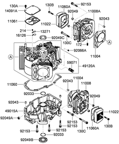 Cylinder And Crankcase Assembly Diagram and Parts List for 74569 (290000001-290000206)(2009) Toro Lawn Mower
